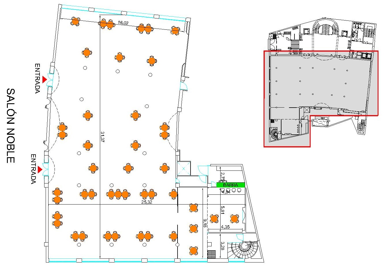 SALÓN NOBLE CON MOBILIARIO Plano Salón Noble